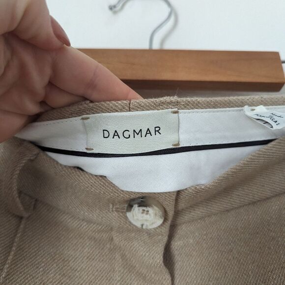 House of Dagmar tan beige Josefa cotton recycled wool wide leg trousers pants 42 - Picture 3 of 6